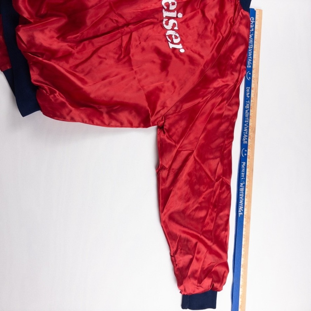 Budweiser Satin Bowling Racing Jacket Mens Medium Red Good Vintage Bud King Beer - Picture 8 of 9